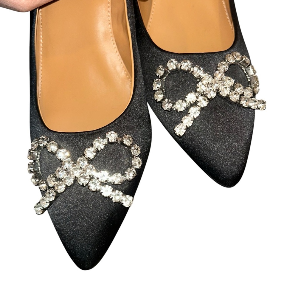 J. Crew Black Satin Embellished Women's fancy pumps Shoes 6 - Picture 8 of 8